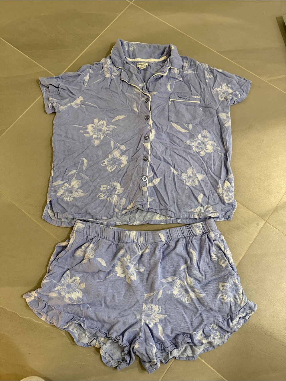 Splendid Down the Aisle Floral Notch Collar and Short Sleep Set